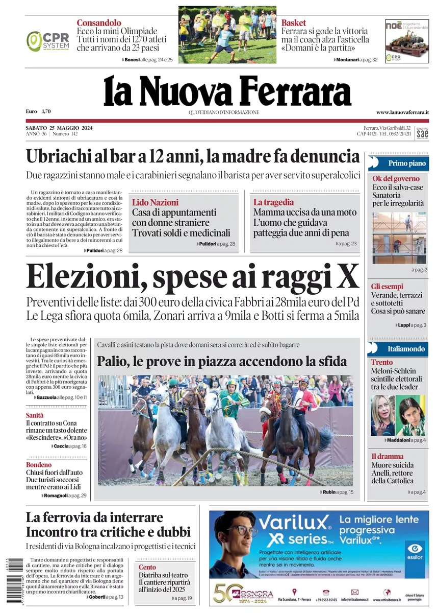 Prima-pagina-nuova ferrara-oggi-edizione-del-2024-05-25